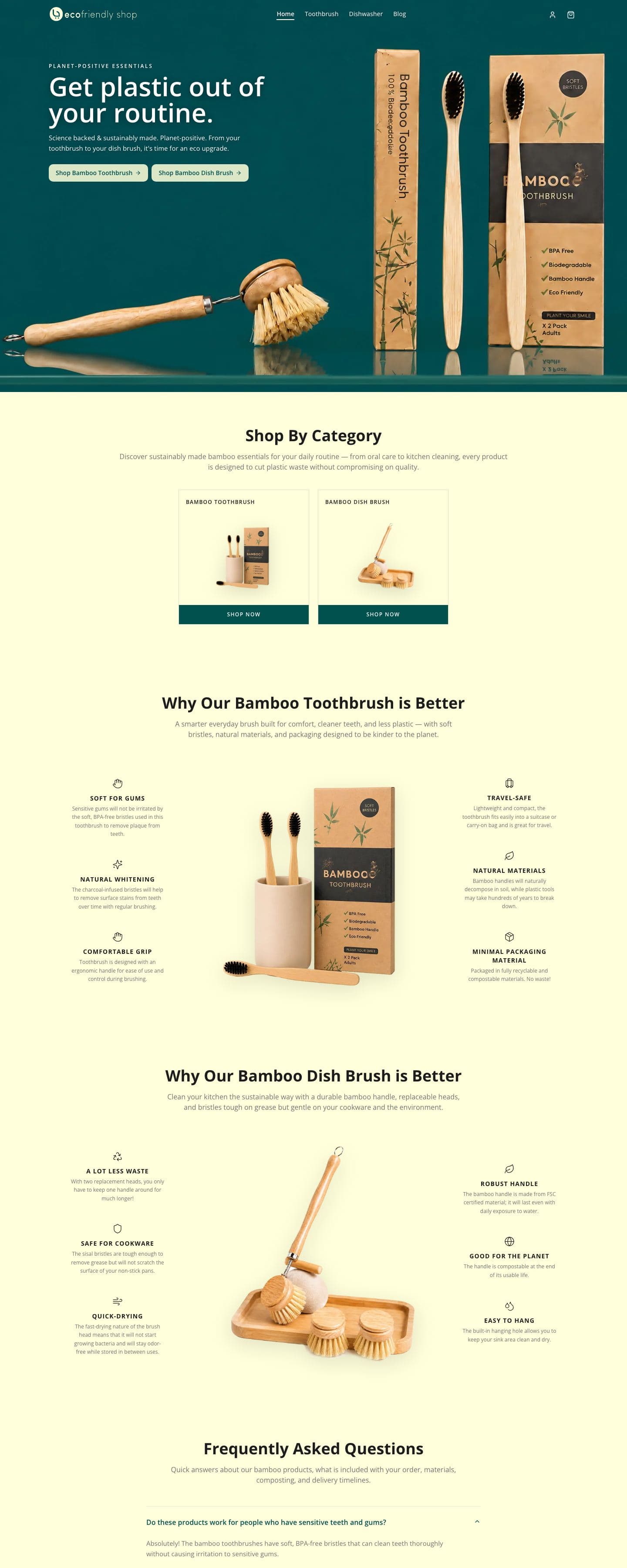 The ecofriendlyshop.us homepage