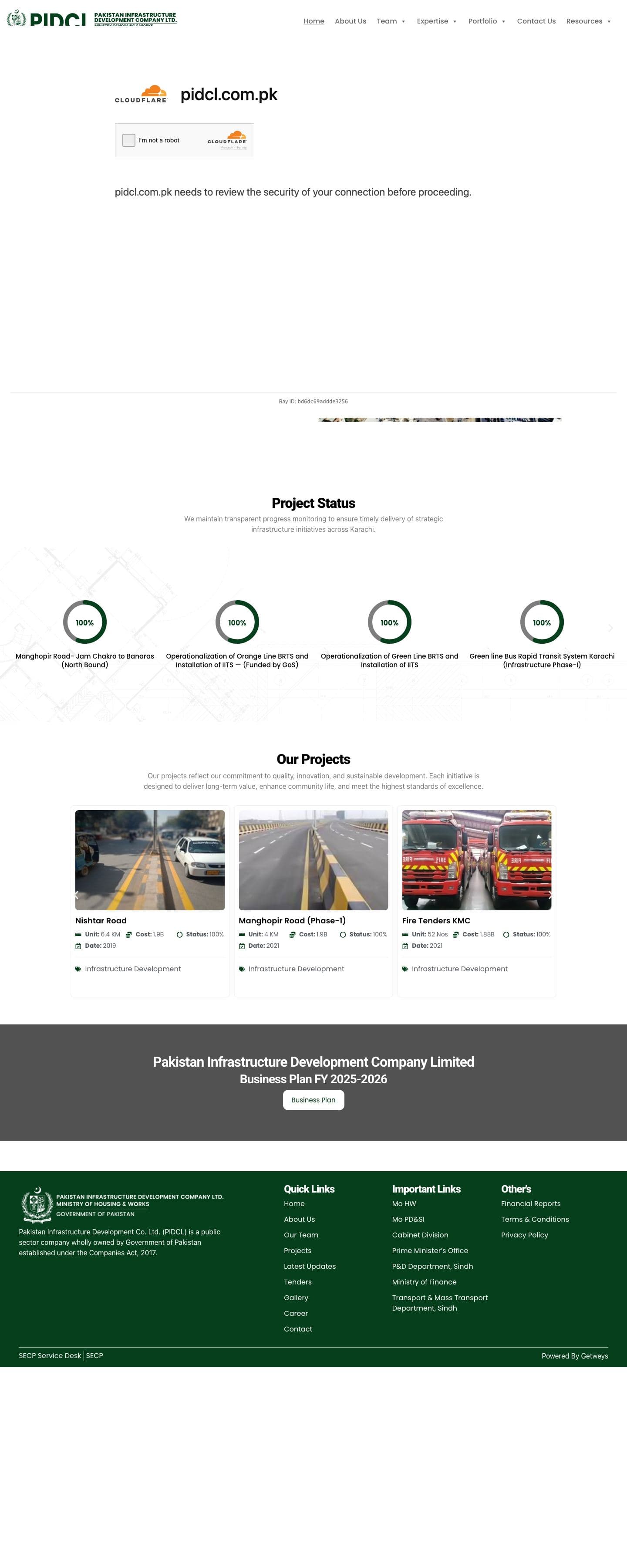 The pidcl.com.pk homepage